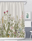 Color Floral Plant Shower Curtain Bathroom Curtain Polyester