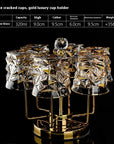 Luxury Gold Whiskey Shot Glass Wine Bottle Stainless Steel Rotating Cup Holder Gift Set Crystal Glass Wine Glass