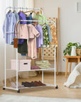 Garment Hanging Rack Clothing Hanging Rail Pillow Shoe Display Organizer Stand Rolling Wheel Clothes Organizer