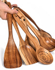 Teak Natural Wood Tableware Spoon Ladle Turner Rice Colander Soup Skimmer Cooking Tool Sets Spoon Scoop Kitchen Tools Gadgets