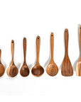 Teak Natural Wood Tableware Spoon Ladle Turner Rice Colander Soup Skimmer Cooking Tool Sets Spoon Scoop Kitchen Tools Gadgets