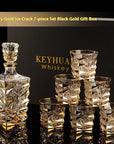 Luxury Gold Whiskey Shot Glass Wine Bottle Stainless Steel Rotating Cup Holder Gift Set Crystal Glass Wine Glass
