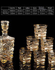 Luxury Gold Whiskey Shot Glass Wine Bottle Stainless Steel Rotating Cup Holder Gift Set Crystal Glass Wine Glass