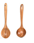 Teak Natural Wood Tableware Spoon Ladle Turner Rice Colander Soup Skimmer Cooking Tool Sets Spoon Scoop Kitchen Tools Gadgets