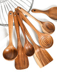 Teak Natural Wood Tableware Spoon Ladle Turner Rice Colander Soup Skimmer Cooking Tool Sets Spoon Scoop Kitchen Tools Gadgets