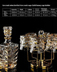 Luxury Gold Whiskey Shot Glass Wine Bottle Stainless Steel Rotating Cup Holder Gift Set Crystal Glass Wine Glass