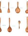 Teak Natural Wood Tableware Spoon Ladle Turner Rice Colander Soup Skimmer Cooking Tool Sets Spoon Scoop Kitchen Tools Gadgets