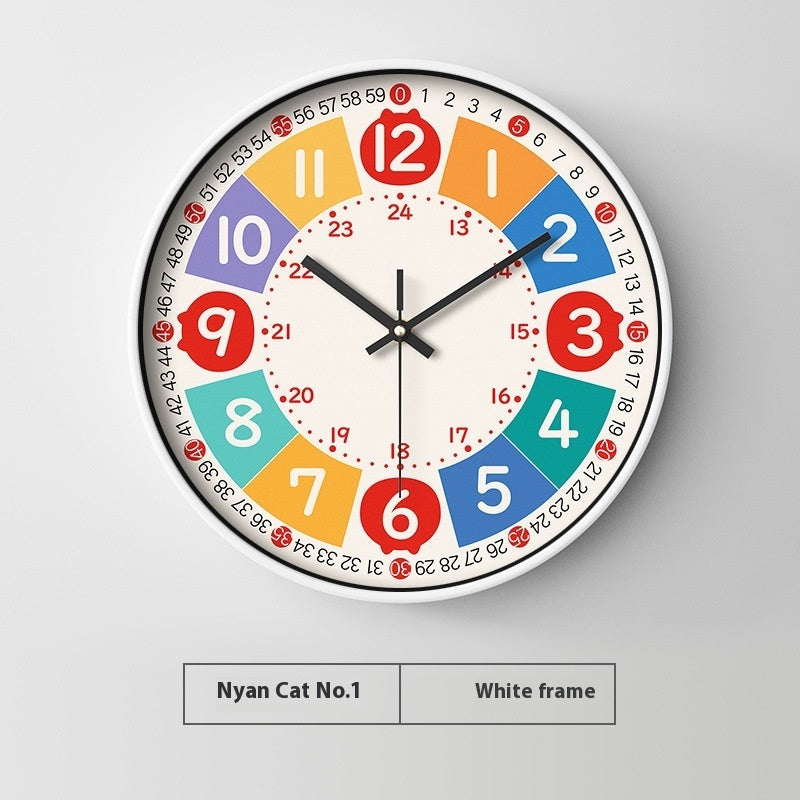 Early Education Cartoon Mute Children's Time Management Quartz Home Wall Mounted Clock