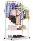 Garment Hanging Rack Clothing Hanging Rail Pillow Shoe Display Organizer Stand Rolling Wheel Clothes Organizer